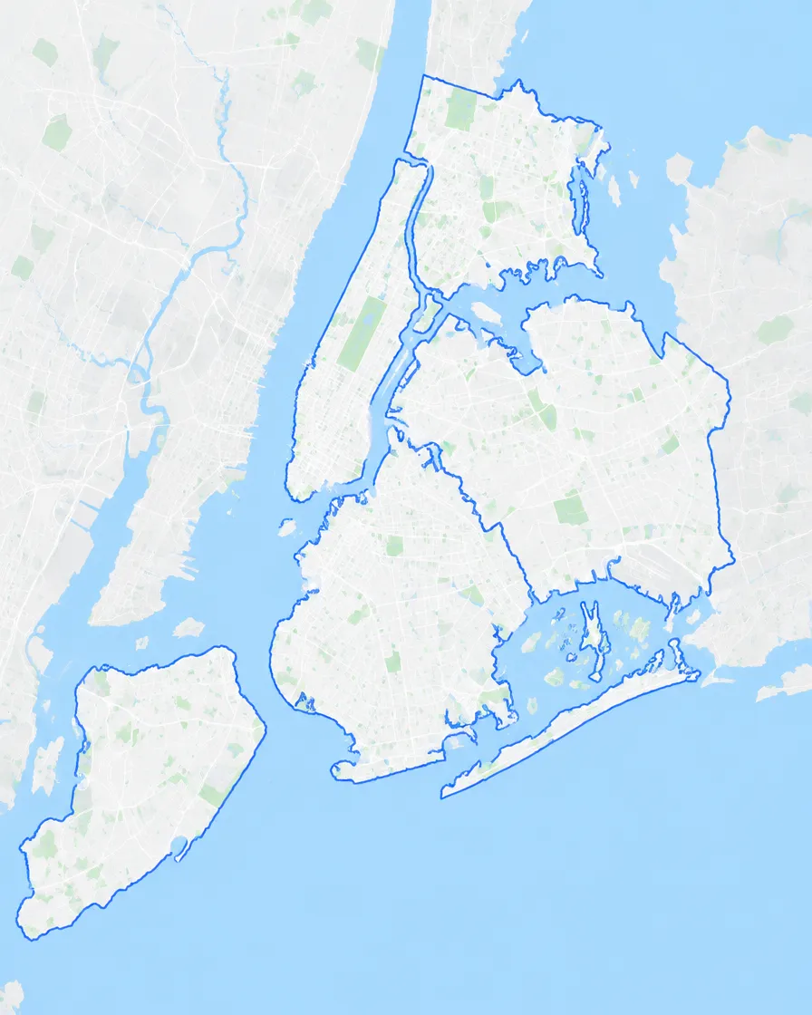 Map of New York City's five boroughs