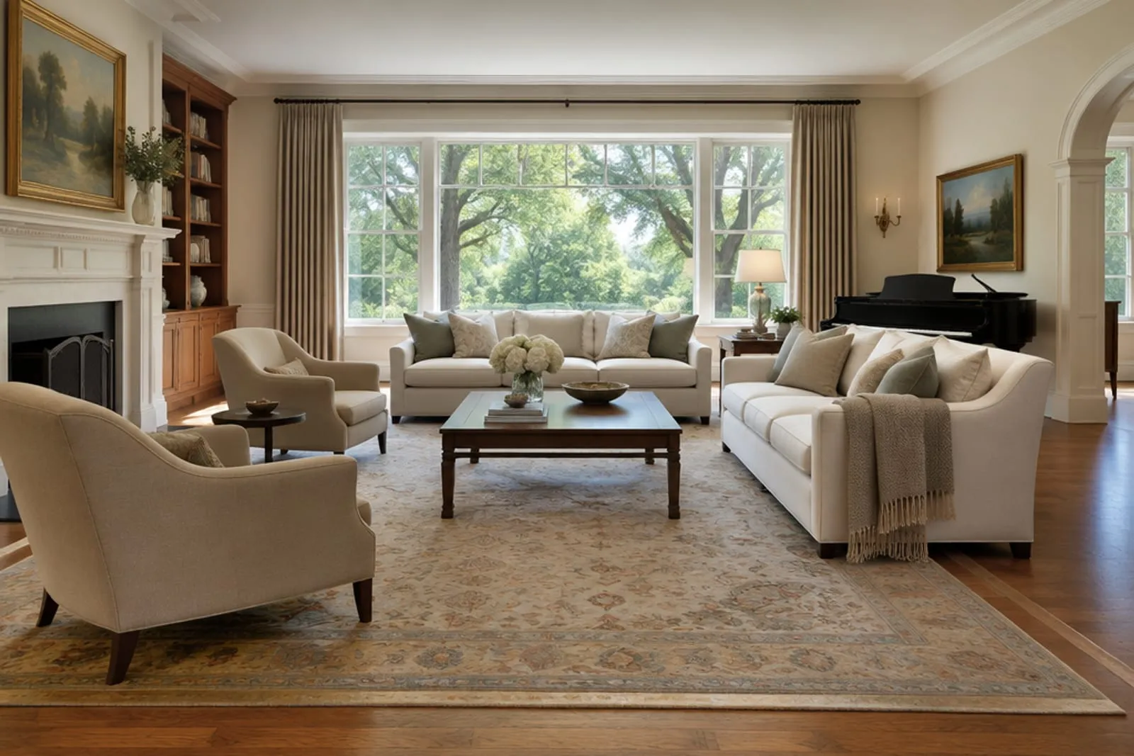 Area rug in the formal living room of a large detached house, the kind of home found in Todt Hill, Staten Island